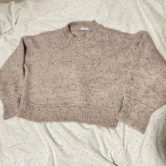 ZARA Oatmeal Knit Sweater Cream Light Grey - M - Picture 6 of 12